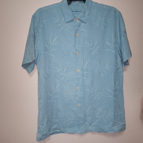 Tommy Bahama Blue Silk  Button Down Shirt L - Picture 5 of 13
